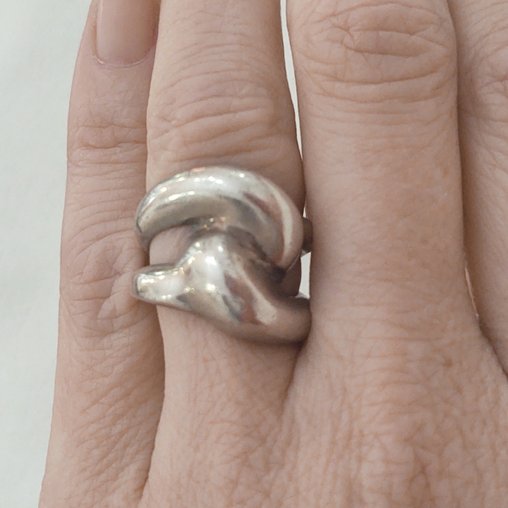 Vintage Heavy Oversized Taxco Sterling Silver Mid-Century Modern Ring- Sz 6